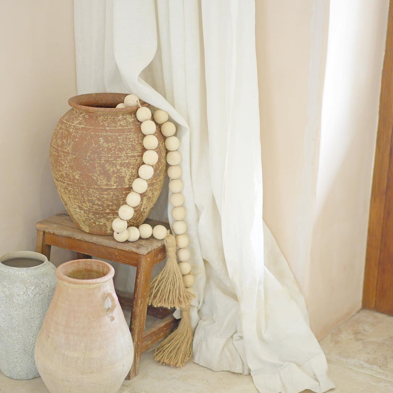 RUIRUICO Extra Large Wood Bead Garland with 1.4"" Diameter Wood Beads, Wooden Beads Garland with Tassels, Decorative Beads Home Decor, Farmhouse Beads Decor (Natural, 67 Inches) - Image 5